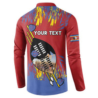 Personalized Eswatini Umhlanga Button Sweatshirt Nguni Shield With Reed - Wonder Print Shop