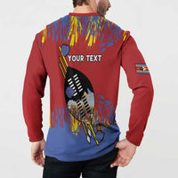 Personalized Eswatini Umhlanga Button Sweatshirt Nguni Shield With Reed - Wonder Print Shop