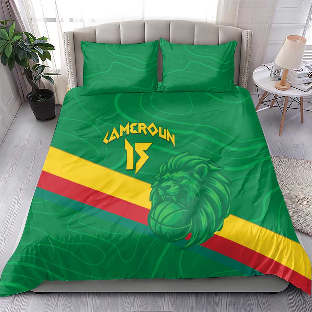 Custom Cameroon Basketball Bedding Set Go Champions Indomitable Lions - Wonder Print Shop