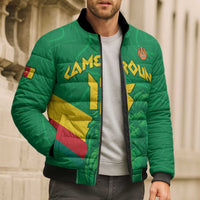 Custom Cameroon Basketball Bomber Puffer Jacket Go Champions Indomitable Lions - Wonder Print Shop