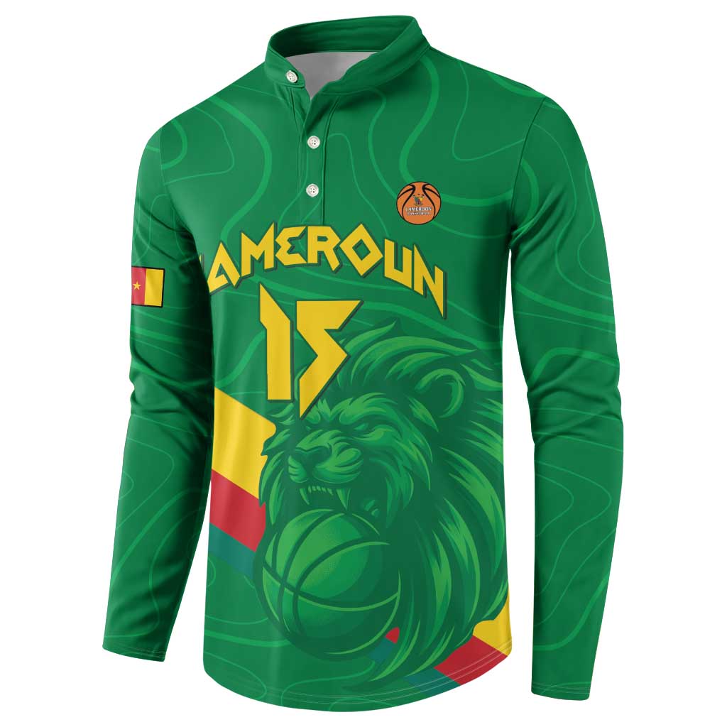 Custom Cameroon Basketball Button Sweatshirt Go Champions Indomitable Lions - Wonder Print Shop
