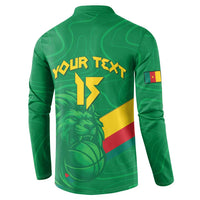 Custom Cameroon Basketball Button Sweatshirt Go Champions Indomitable Lions - Wonder Print Shop
