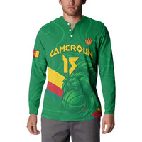 Custom Cameroon Basketball Button Sweatshirt Go Champions Indomitable Lions - Wonder Print Shop