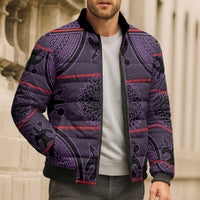 Lesotho Seanamarena Bomber Puffer Jacket Basotho Traditional Blanket Style - Violet - Wonder Print Shop