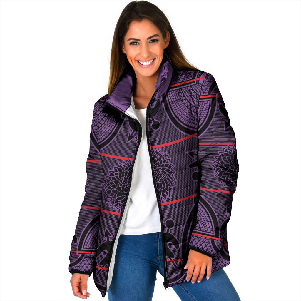 Lesotho Seanamarena Padded Jacket Basotho Traditional Blanket Style - Violet - Wonder Print Shop