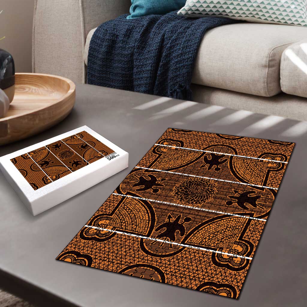 Lesotho Seanamarena Puzzle Basotho Traditional Blanket Style - Orange - Wonder Print Shop