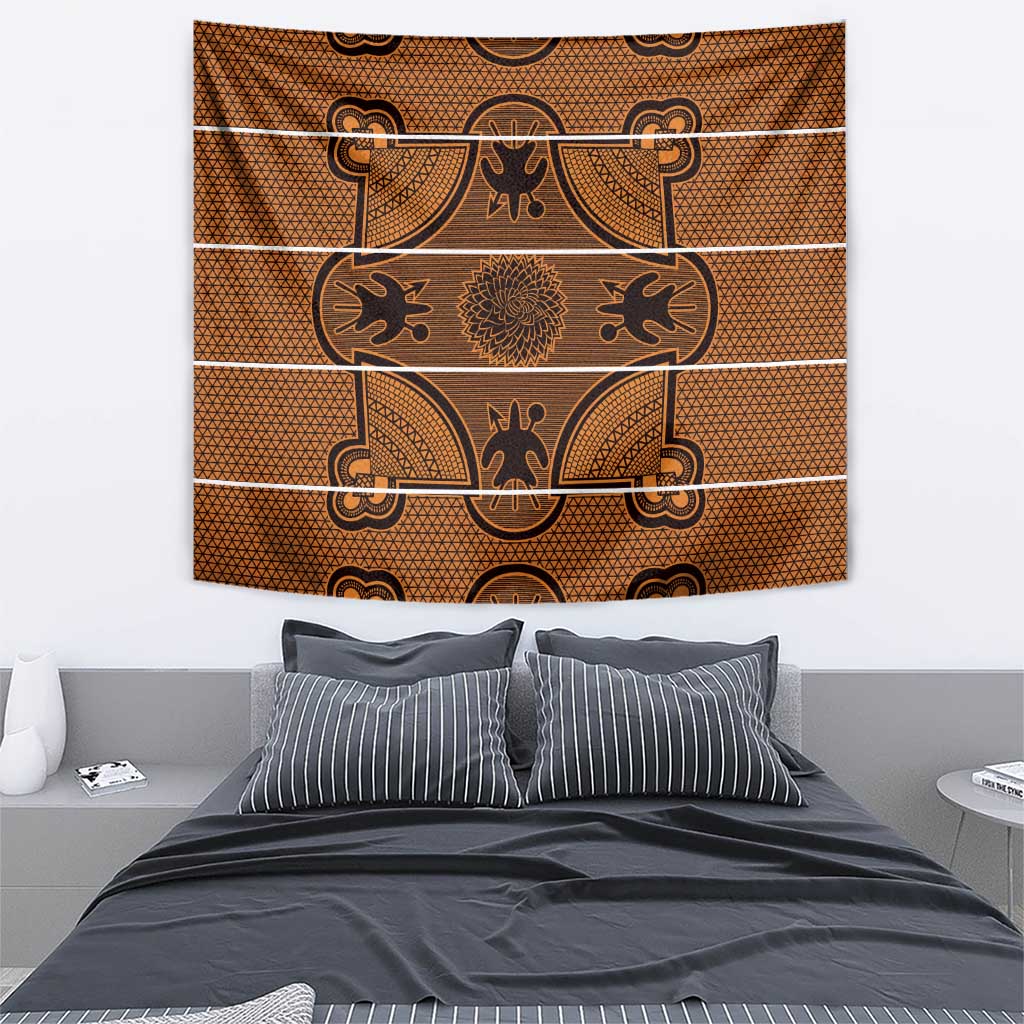Lesotho Seanamarena Tapestry Basotho Traditional Blanket Style - Orange - Wonder Print Shop