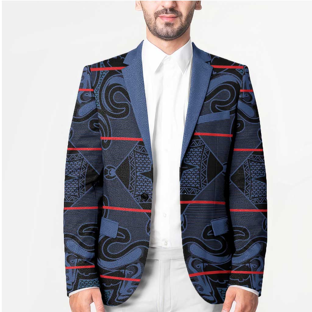 Lesotho Seanamarena - Motlatsi Blazer Basotho Traditional Blanket Style - Blue - Wonder Print Shop