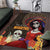 Mexico Day Of The Dead Area Rug La Catrina Mix Cempasuchil Aztec Pattern - Wonder Print Shop