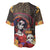 Mexico Day Of The Dead Baseball Jersey La Catrina Mix Cempasuchil Aztec Pattern - Wonder Print Shop