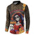 Mexico Day Of The Dead Button Sweatshirt La Catrina Mix Cempasuchil Aztec Pattern - Wonder Print Shop