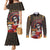 Mexico Day Of The Dead Couples Matching Mermaid Dress and Long Sleeve Button Shirt La Catrina Mix Cempasuchil Aztec Pattern