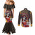 Mexico Day Of The Dead Couples Matching Mermaid Dress and Long Sleeve Button Shirt La Catrina Mix Cempasuchil Aztec Pattern