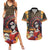 Mexico Day Of The Dead Couples Matching Summer Maxi Dress and Hawaiian Shirt La Catrina Mix Cempasuchil Aztec Pattern