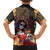 Mexico Day Of The Dead Family Matching Off Shoulder Short Dress and Hawaiian Shirt La Catrina Mix Cempasuchil Aztec Pattern