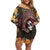 Mexico Day Of The Dead Family Matching Off Shoulder Short Dress and Hawaiian Shirt La Catrina Mix Cempasuchil Aztec Pattern LT15