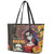 Mexico Day Of The Dead Leather Tote Bag La Catrina Mix Cempasuchil Aztec Pattern