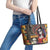 Mexico Day Of The Dead Leather Tote Bag La Catrina Mix Cempasuchil Aztec Pattern