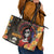 Mexico Day Of The Dead Leather Tote Bag La Catrina Mix Cempasuchil Aztec Pattern