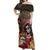 Mexico Day Of The Dead Off Shoulder Maxi Dress La Catrina Mix Cempasuchil Aztec Pattern