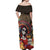 Mexico Day Of The Dead Off Shoulder Maxi Dress La Catrina Mix Cempasuchil Aztec Pattern