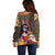 Mexico Day Of The Dead Off Shoulder Sweater La Catrina Mix Cempasuchil Aztec Pattern