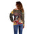 Mexico Day Of The Dead Off Shoulder Sweater La Catrina Mix Cempasuchil Aztec Pattern