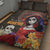 Mexico Day Of The Dead Quilt Bed Set La Catrina Mix Cempasuchil Aztec Pattern