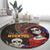 Mexico Day Of The Dead Round Carpet La Catrina Mix Cempasuchil Aztec Pattern