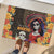 Mexico Day Of The Dead Rubber Doormat La Catrina Mix Cempasuchil Aztec Pattern