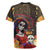 Mexico Day Of The Dead Rugby Jersey La Catrina Mix Cempasuchil Aztec Pattern