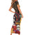 Mexico Day Of The Dead Short Sleeve Bodycon Dress La Catrina Mix Cempasuchil Aztec Pattern