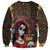 Mexico Day Of The Dead Sweatshirt La Catrina Mix Cempasuchil Aztec Pattern