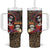 Mexico Day Of The Dead Tumbler With Handle La Catrina Mix Cempasuchil Aztec Pattern