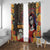 Mexico Day Of The Dead Window Curtain La Catrina Mix Cempasuchil Aztec Pattern