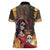 Mexico Day Of The Dead Women Polo Shirt La Catrina Mix Cempasuchil Aztec Pattern