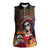 Mexico Day Of The Dead Women Sleeveless Polo Shirt La Catrina Mix Cempasuchil Aztec Pattern