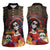 Mexico Day Of The Dead Women Sleeveless Polo Shirt La Catrina Mix Cempasuchil Aztec Pattern