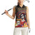 Mexico Day Of The Dead Women Sleeveless Polo Shirt La Catrina Mix Cempasuchil Aztec Pattern