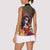 Mexico Day Of The Dead Women Sleeveless Polo Shirt La Catrina Mix Cempasuchil Aztec Pattern