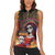 Mexico Day Of The Dead Women Sleeveless Polo Shirt La Catrina Mix Cempasuchil Aztec Pattern