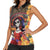 Mexico Day Of The Dead Women Sleeveless Polo Shirt La Catrina Mix Cempasuchil Aztec Pattern