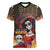 Mexico Day Of The Dead Women V-Neck T-Shirt La Catrina Mix Cempasuchil Aztec Pattern