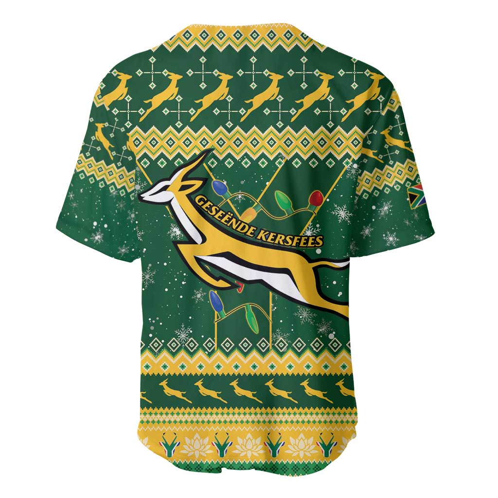 South Africa Christmas rugby jersey in yellow and green with Springbok graphic
