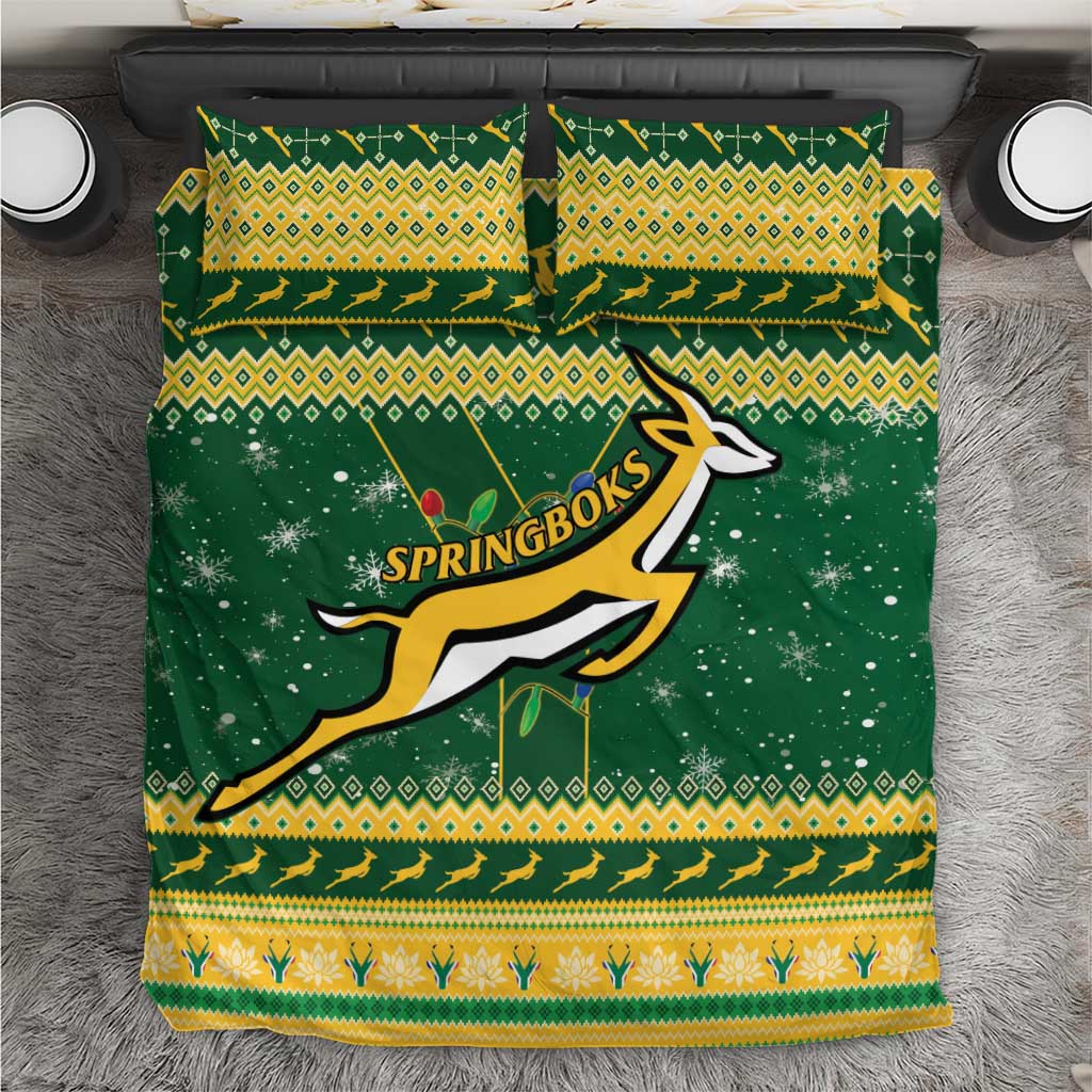 South Africa Christmas Rugby Bedding Set Springboks Geseende Kersfees - Wonder Print Shop