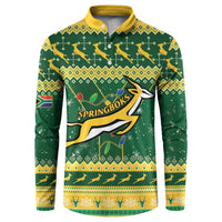 Christmas rugby button sweatshirt, green with yellow collar and front graphic