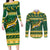 South Africa Christmas Rugby Couples Matching Long Sleeve Bodycon Dress and Long Sleeve Button Shirt Springboks Geseende Kersfees - Wonder Print Shop