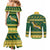 South Africa Christmas Rugby Couples Matching Mermaid Dress and Long Sleeve Button Shirt Springboks Geseende Kersfees