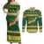 South Africa Christmas Rugby Couples Matching Off Shoulder Maxi Dress and Long Sleeve Button Shirt Springboks Geseende Kersfees - Wonder Print Shop