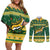 South Africa Christmas Rugby Couples Matching Off Shoulder Short Dress and Long Sleeve Button Shirt Springboks Geseende Kersfees - Wonder Print Shop